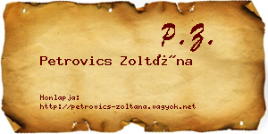 Petrovics Zoltána névjegykártya